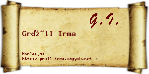 Grüll Irma névjegykártya